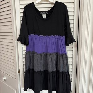 French Atmosphere Black, Purple and Gray Ruffle dress Girls size 7/8